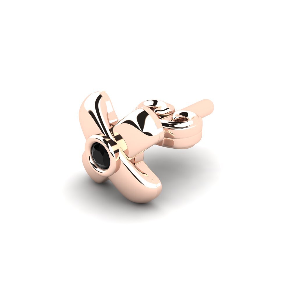 18ct Rose Gold Black Sapphire Men's Earring Beate