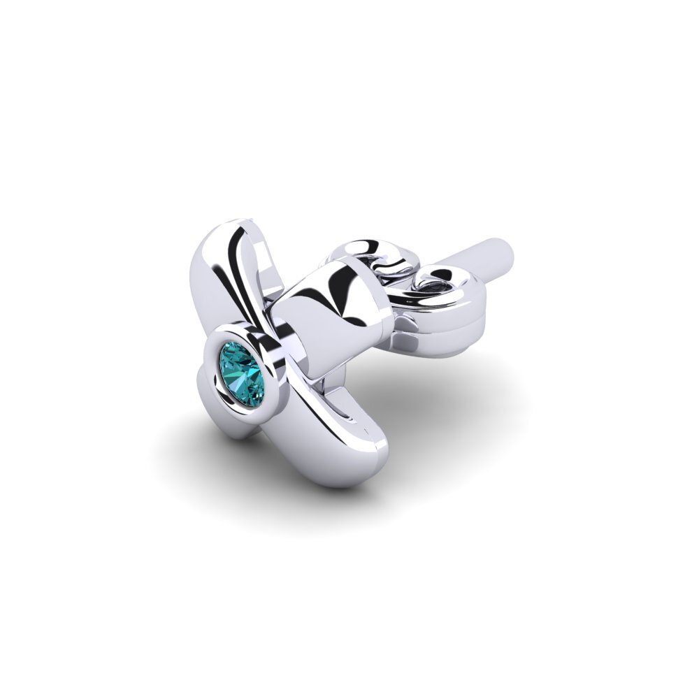 9ct White Gold Blue Diamond Men's Earring Beate