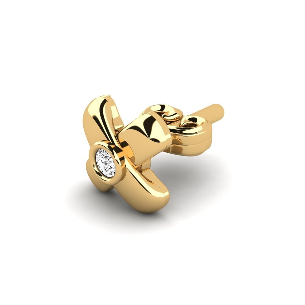9ct Yellow Gold Moissanite Men's Earring Beate
