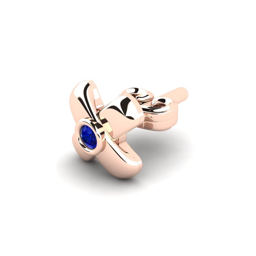 14ct Rose Gold Sapphire Men's Earring Beate