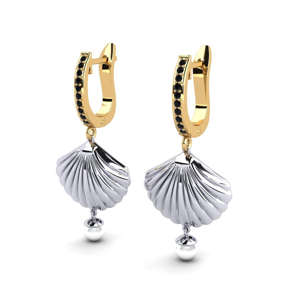 14ct White & Yellow Gold Black Sapphire Women's Earring Beathan