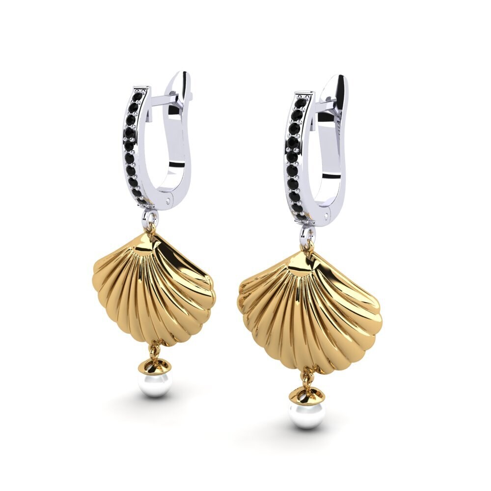 9ct Yellow & White Gold Black Diamond Women's Earring Beathan