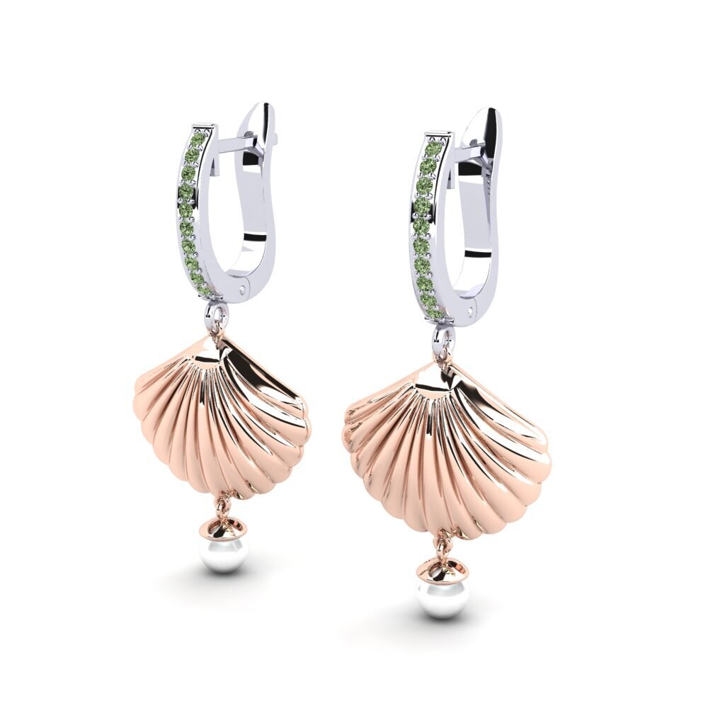 9k Oro Rosa & Blanco Diamante Verde Pendiente de mujer Beathan