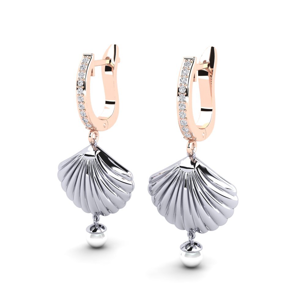 14k Oro Blanco & Rosa Diamante cultivado en laboratorio Pendiente de mujer Beathan