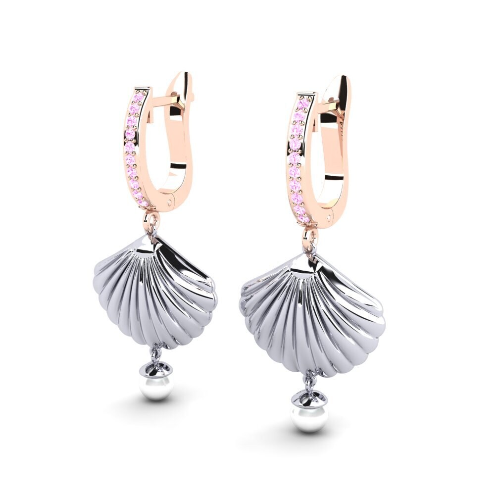 14k Oro Blanco & Rosa Zafiro Rosado Pendiente de mujer Beathan