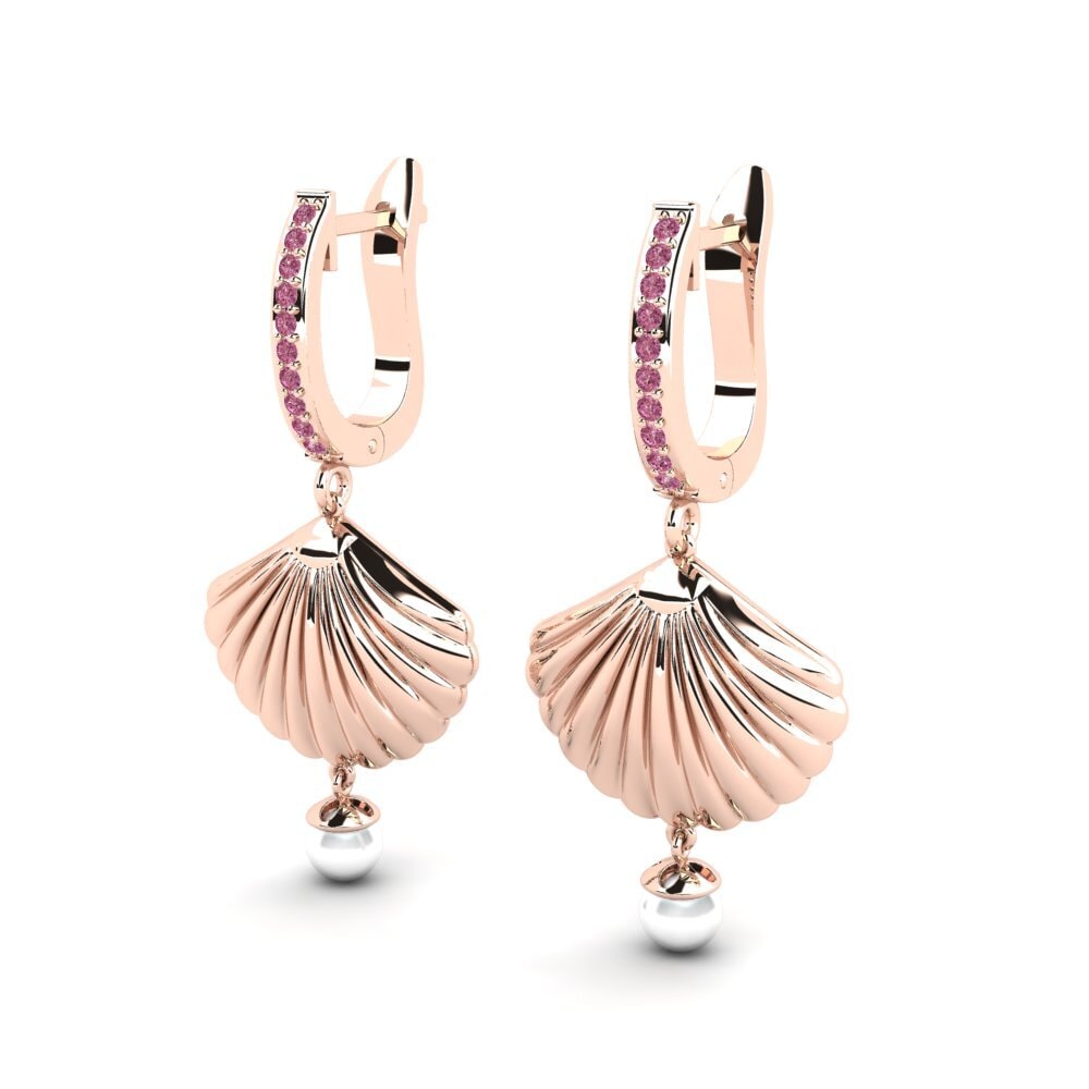 14k Oro Rosa Granate Rhodolite Pendiente de mujer Beathan