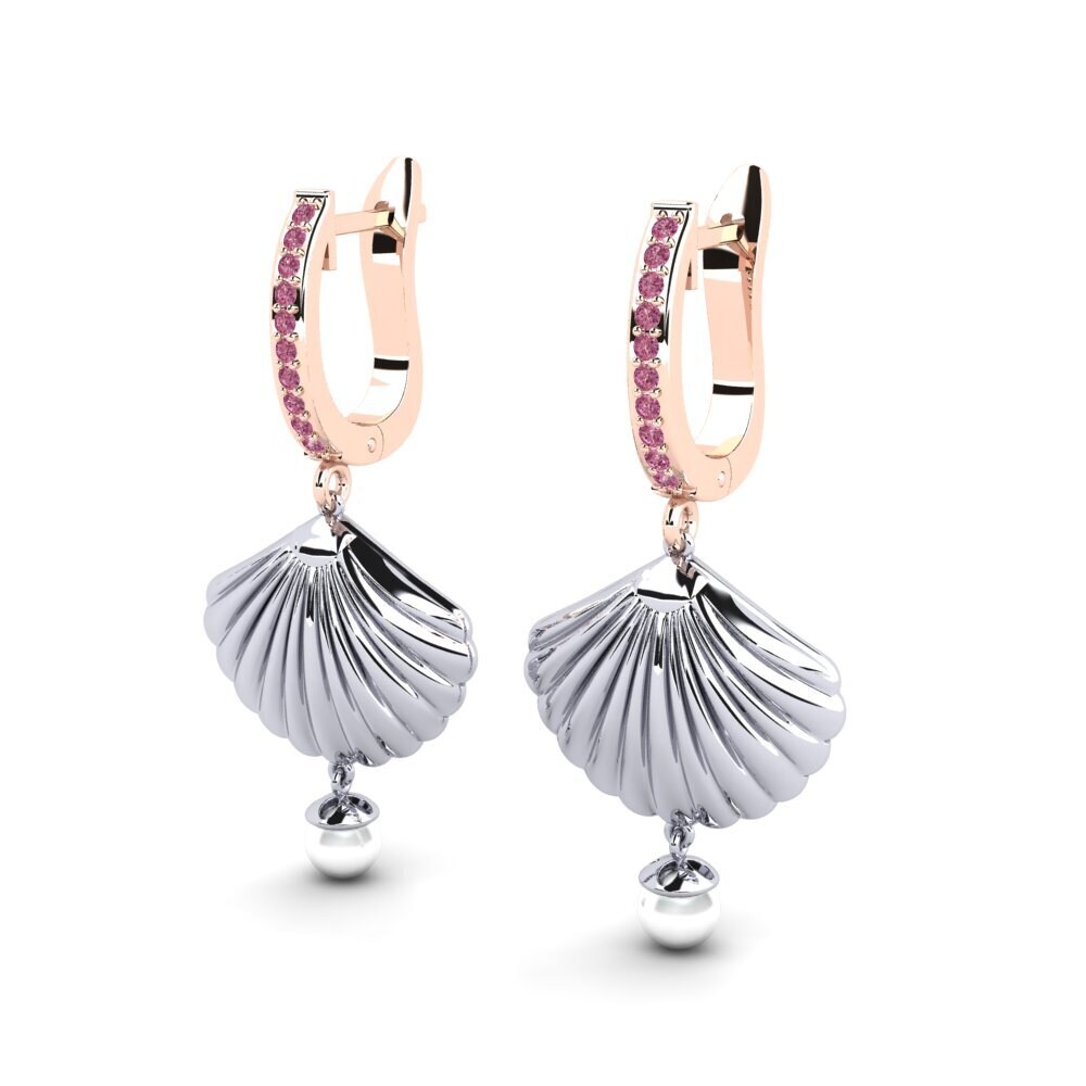 9ct White & Rose Gold Rhodolite Garnet Women's Earring Beathan