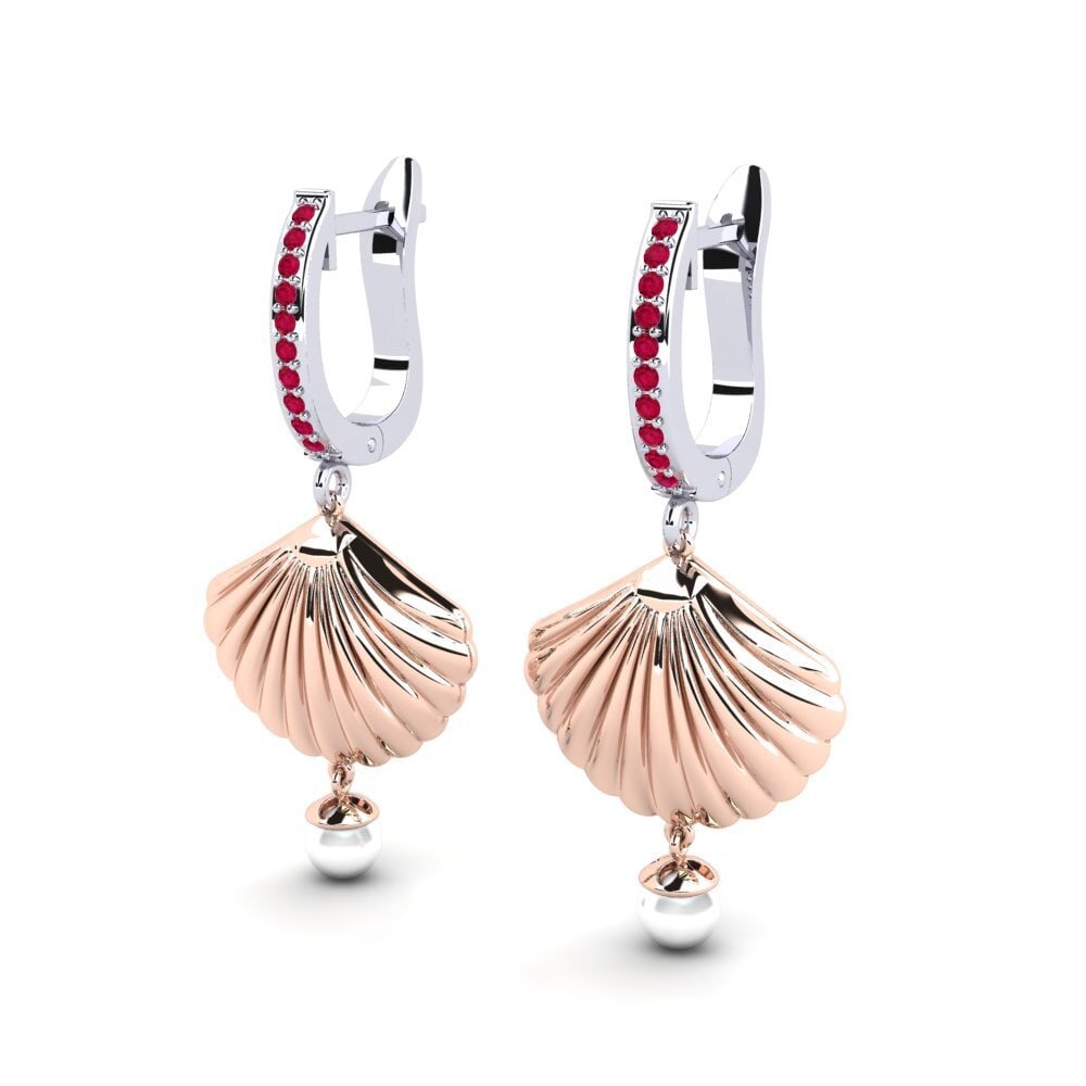 9k Oro Rosa & Blanco Rubí Pendiente de mujer Beathan
