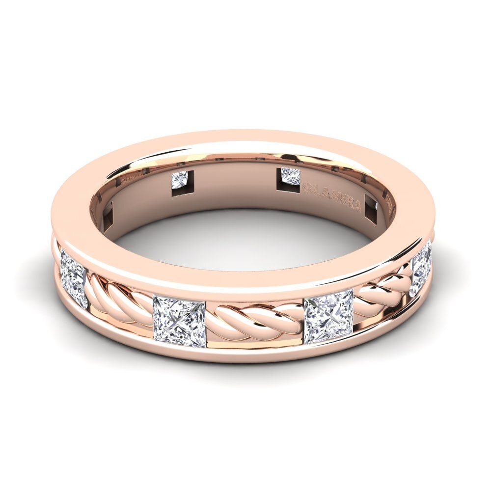 Oro Rosso 750 Diamante Anello da uomo Beau