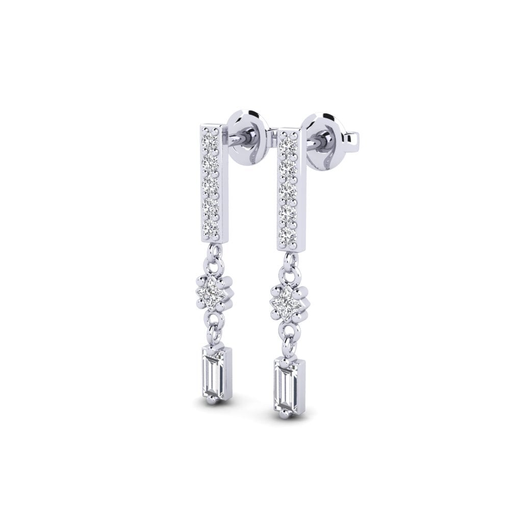 White Silver Diamond Women's Earring Beaunez