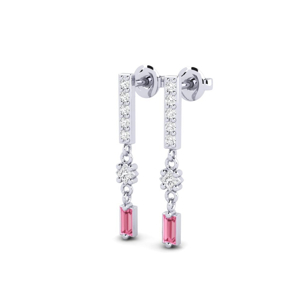 18k White Gold Pink Sapphire Women's Earring Beaunez