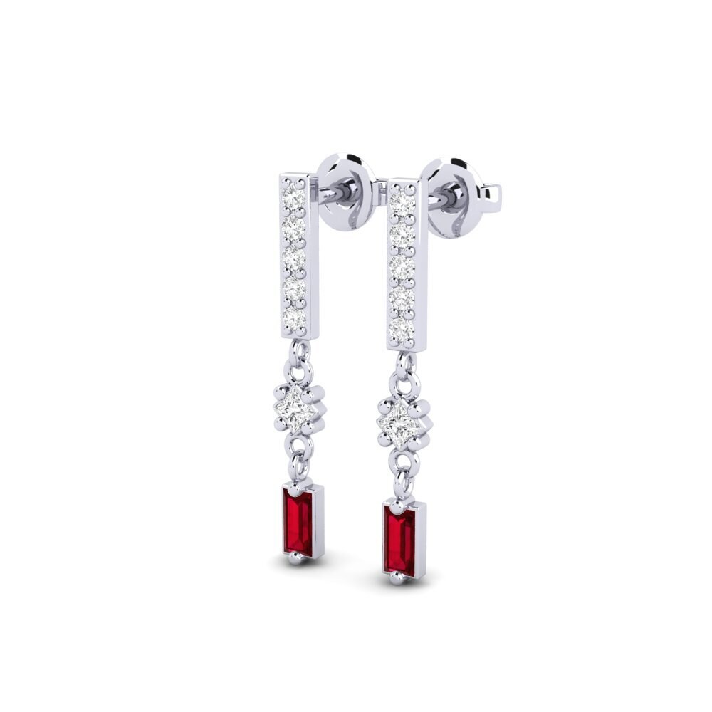 9k White Gold Red Zirconia Women's Earring Beaunez