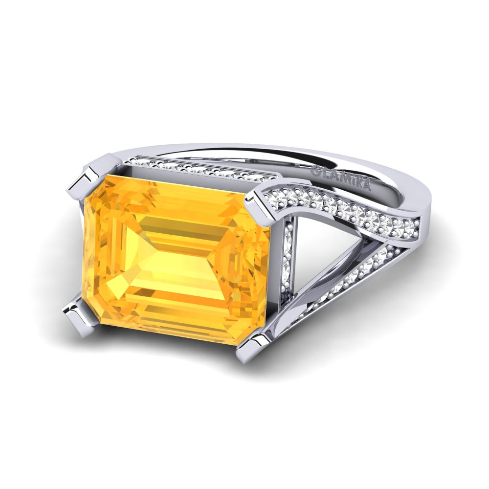 White Silver Citrine Engagement Ring Beckett