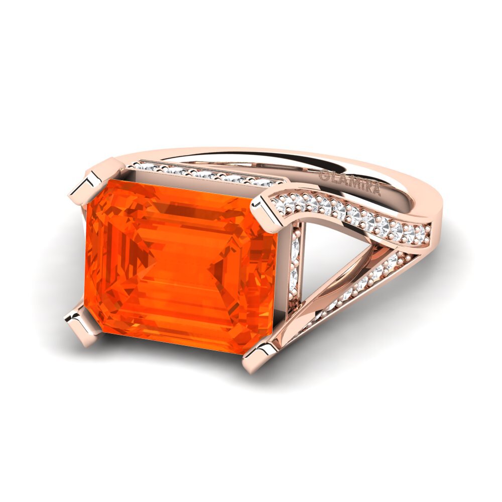 9k Rose Gold Fire-Opal Engagement Ring Beckett