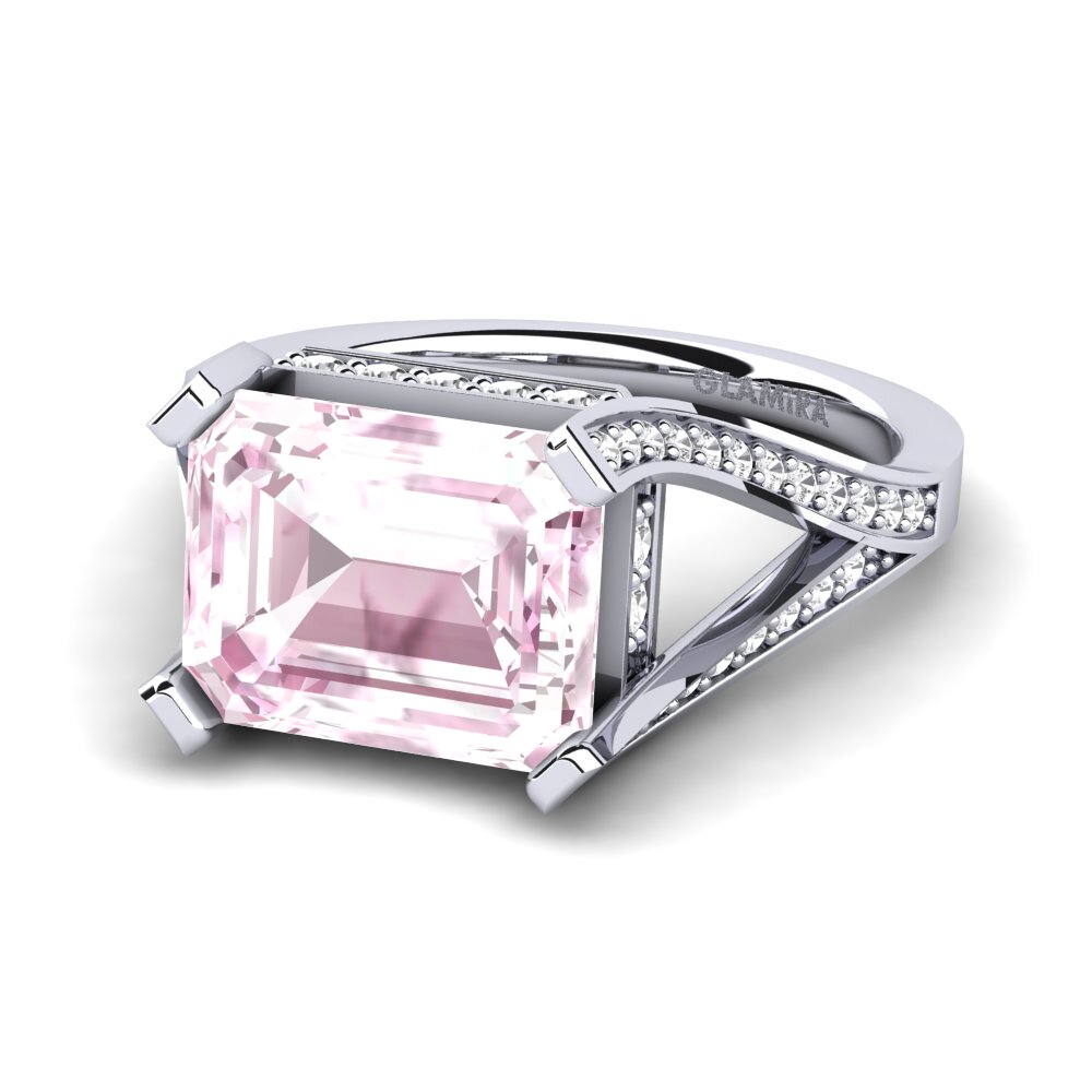 White Silver Kunzite Engagement Ring Beckett