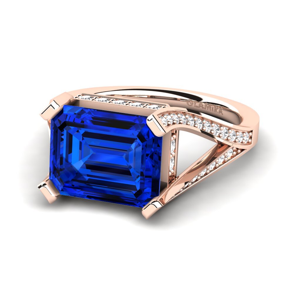 9k Rose Gold Sapphire (Lab Created) Engagement Ring Beckett