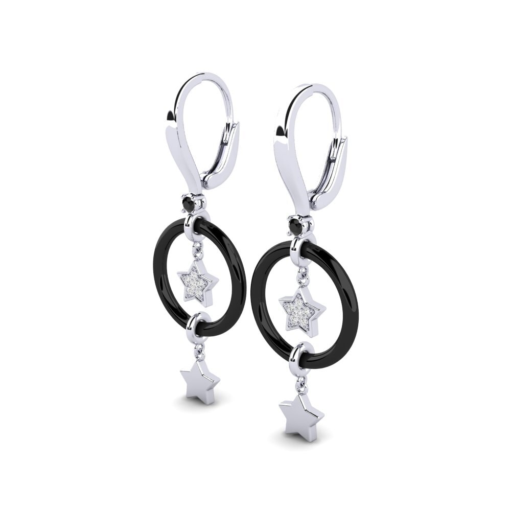 9k Oro Blanco Ónix Negro Pendiente de mujer Beckles