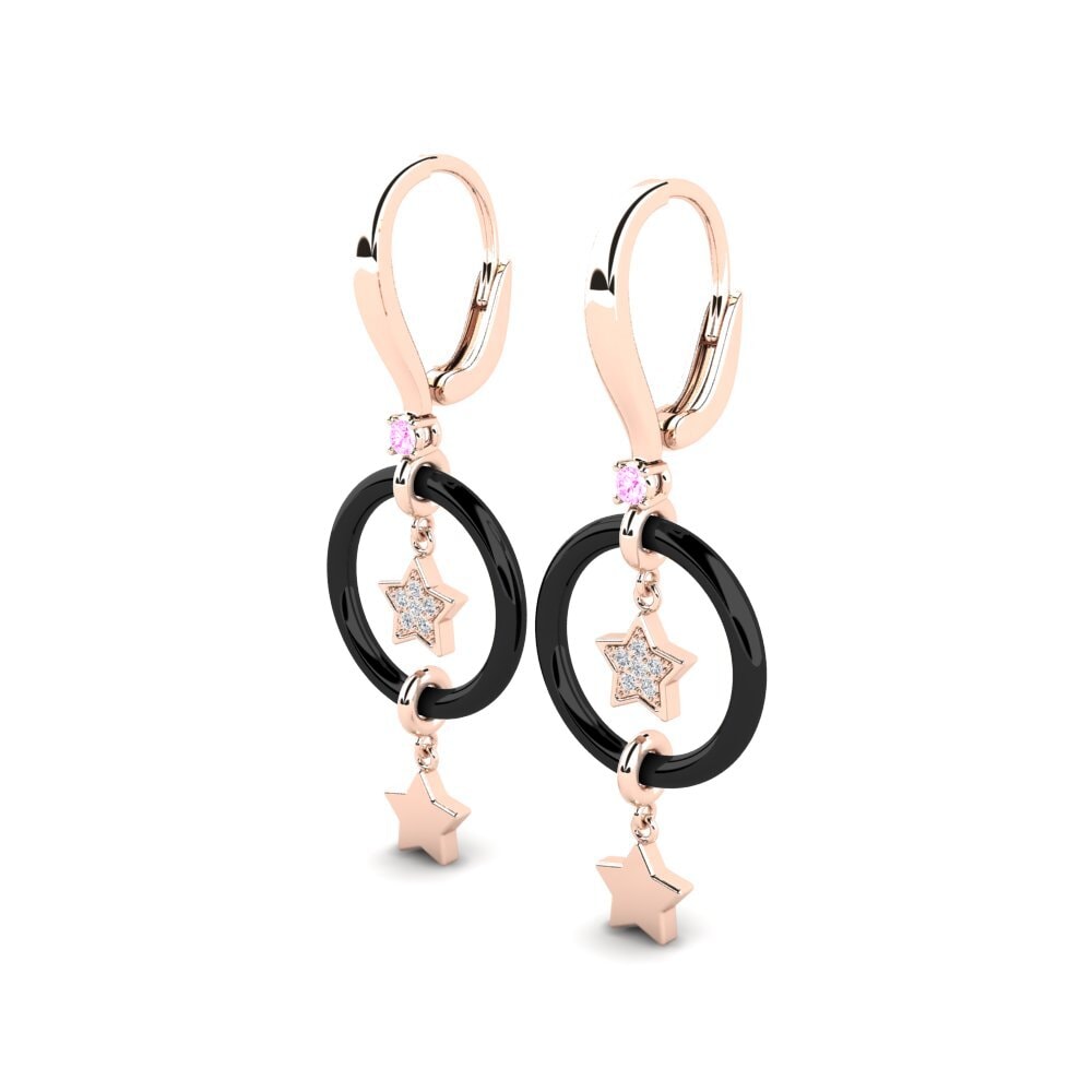 14k Oro Rosa Zafiro Rosado Pendiente de mujer Beckles