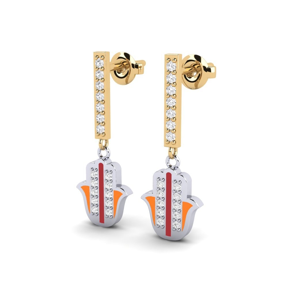 14k Oro Amarillo & Blanco Pendiente de mujer Bedroeft