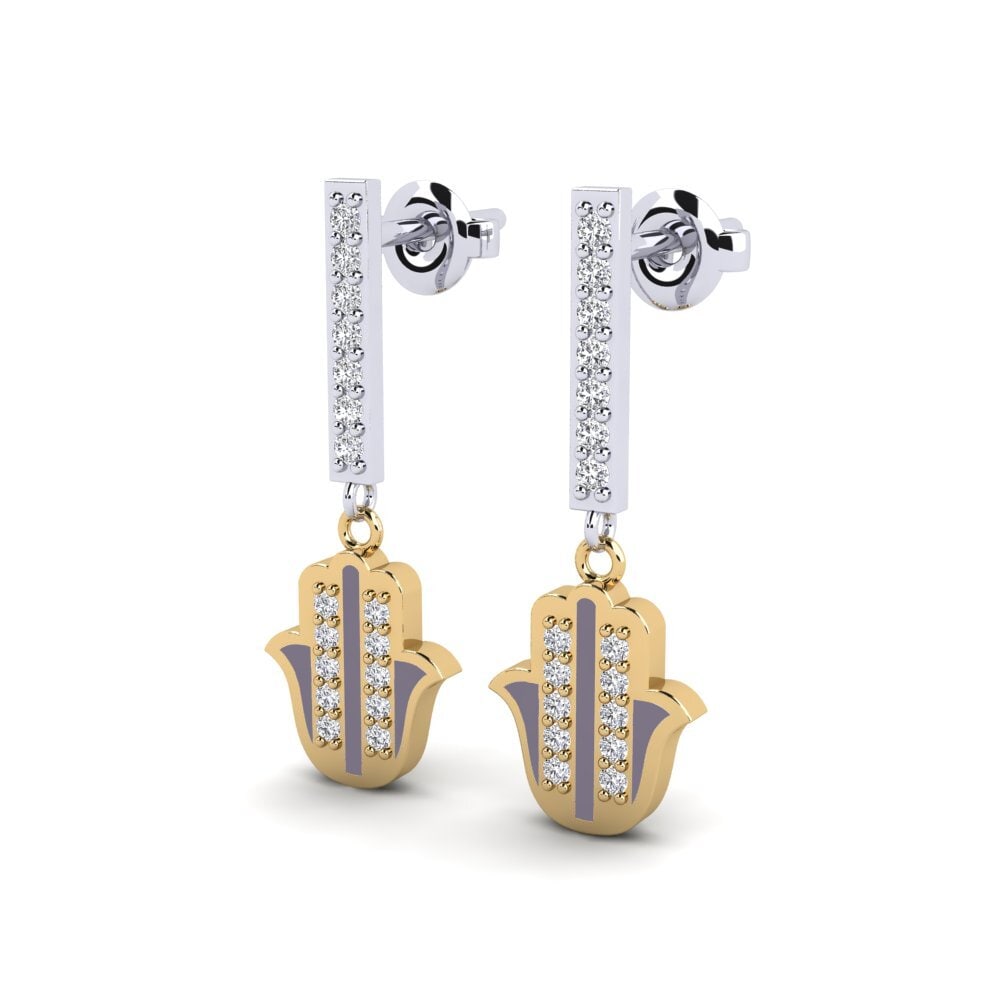 14k Oro Blanco & Amarillo Pendiente de mujer Bedroeft