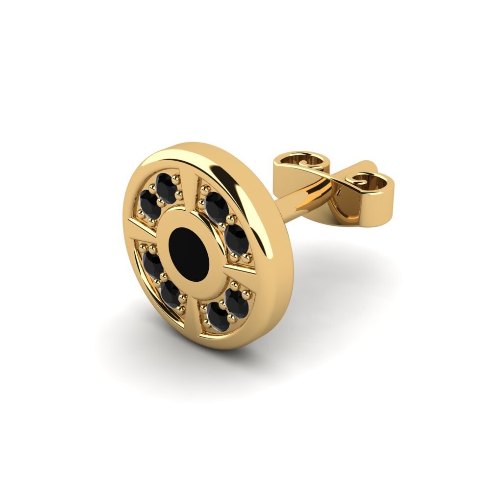 9ct Yellow Gold Black Diamond Men's Earring Beedrill