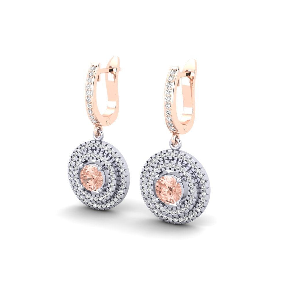 14ct White & Rose Gold Morganite Women's Earring Beetles