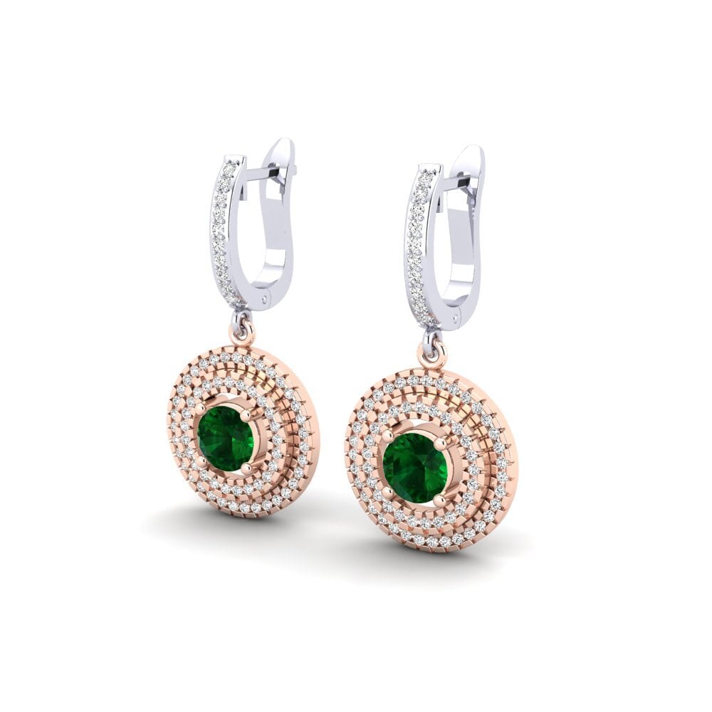 Vermelho & Branco-14K Tsavorite Brincos Feminino Beetles