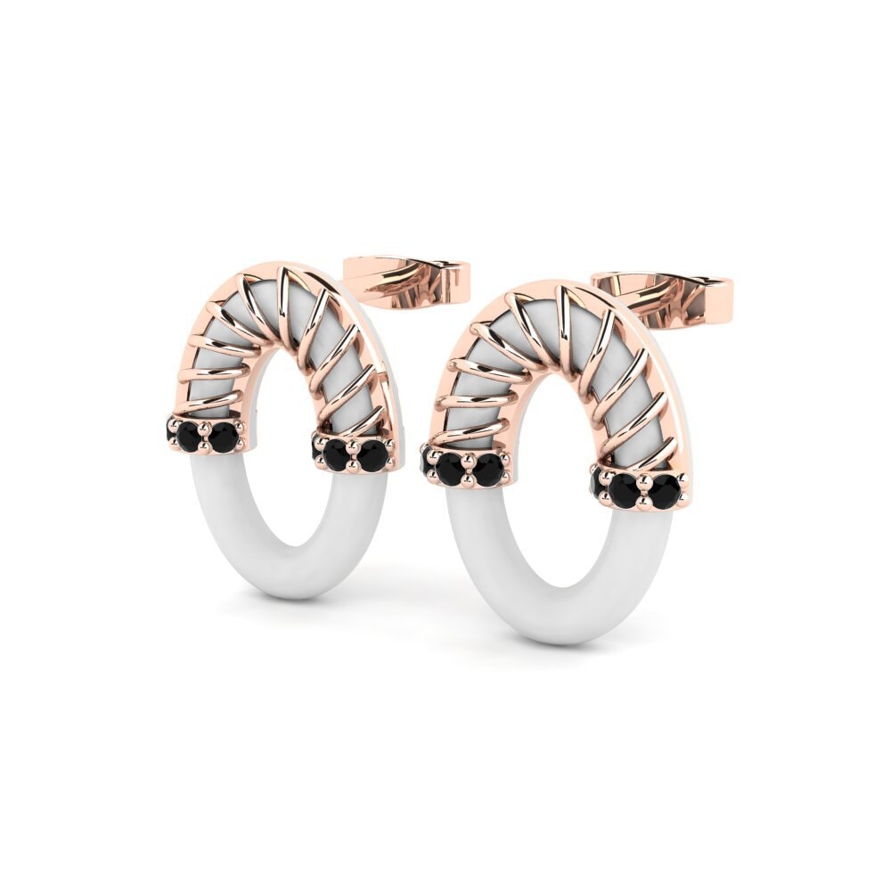 14k Oro Rosa Ónix Negro Pendiente de mujer Begaye