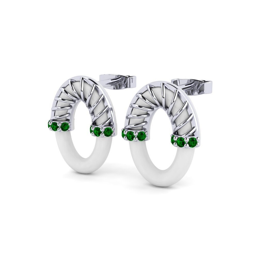 White Silver Green Zirconia Women's Earring Begaye
