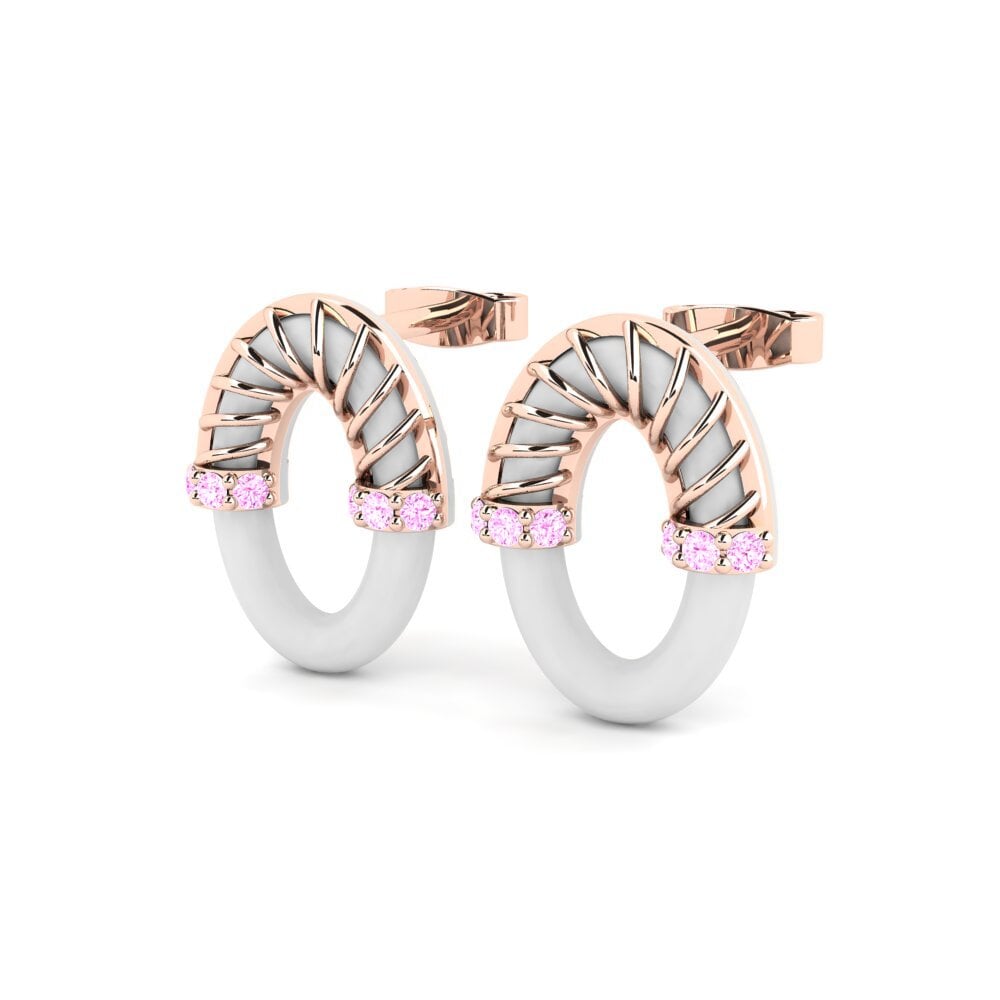 14k Oro Rosa Zafiro Rosado Pendiente de mujer Begaye