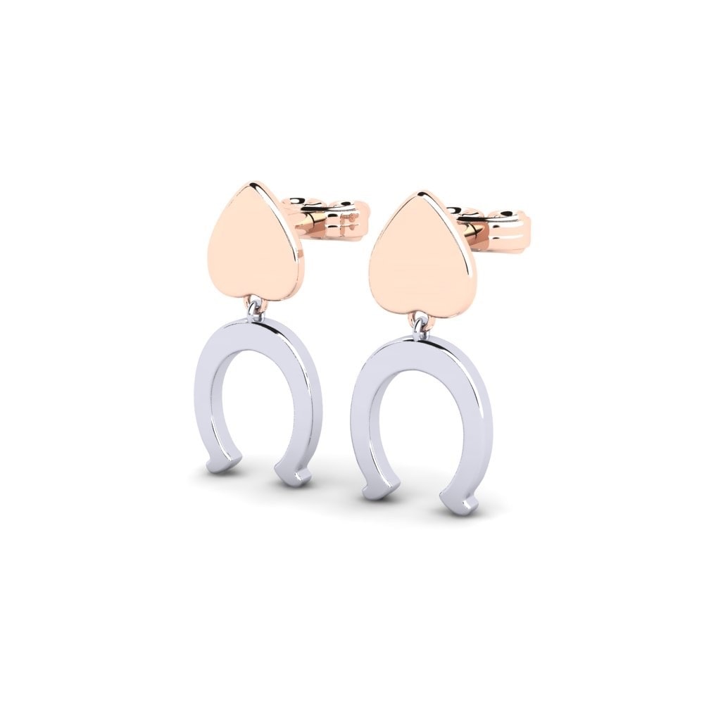 18k Oro Blanco / Rosa Pendiente Behgere