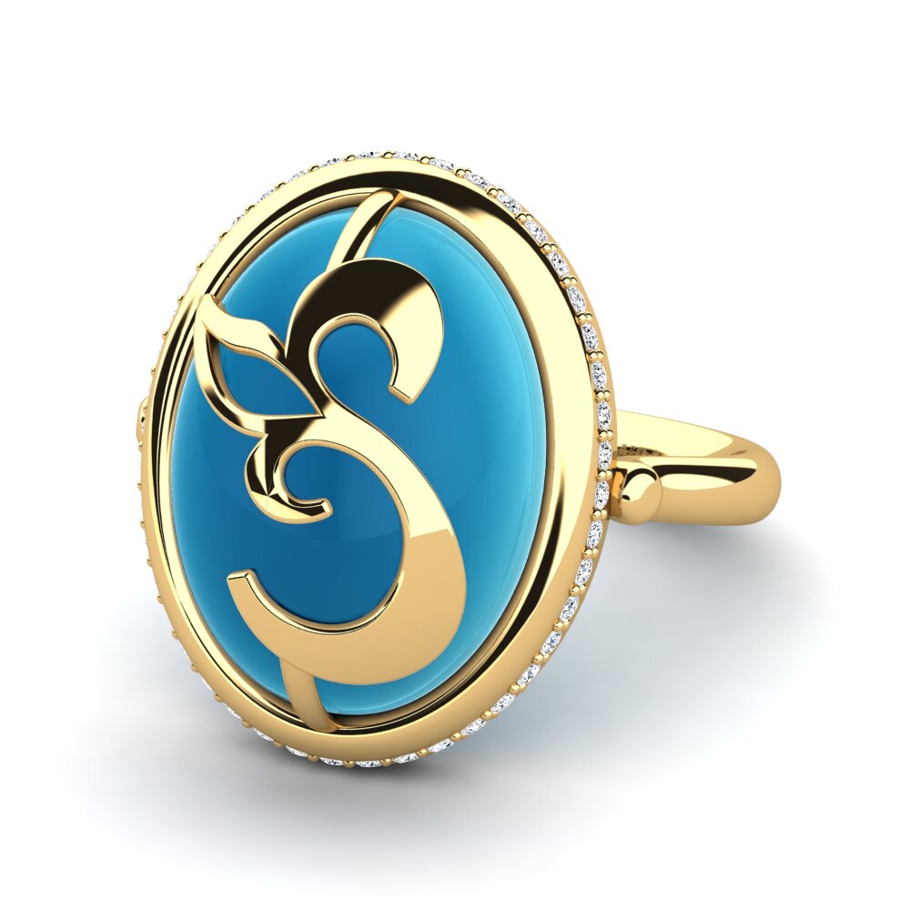 9k Oro Amarillo Topacio Azul Cabujón Anillo Belindra