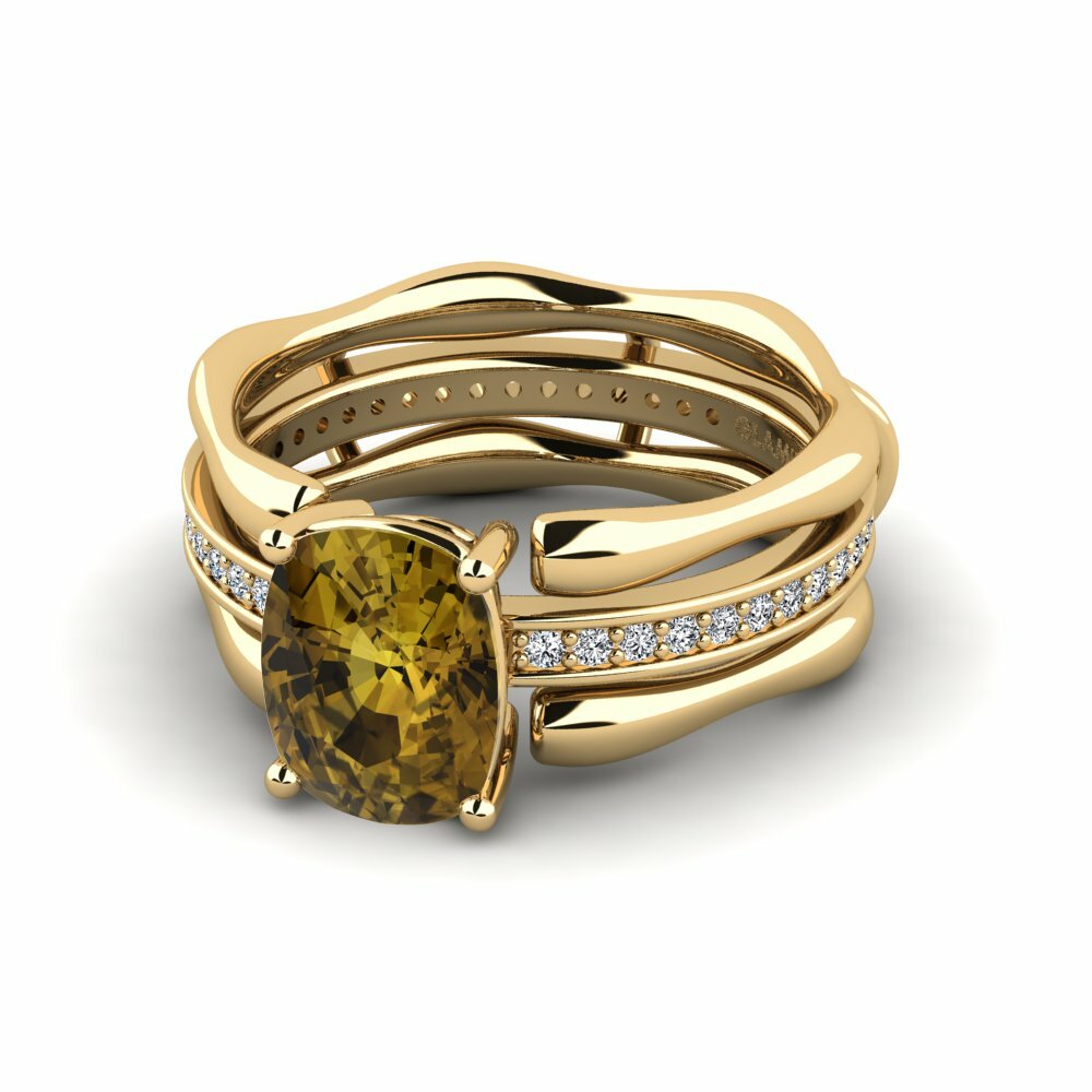 Bagues Or Jaune 18k Zircon Brun Enhancer