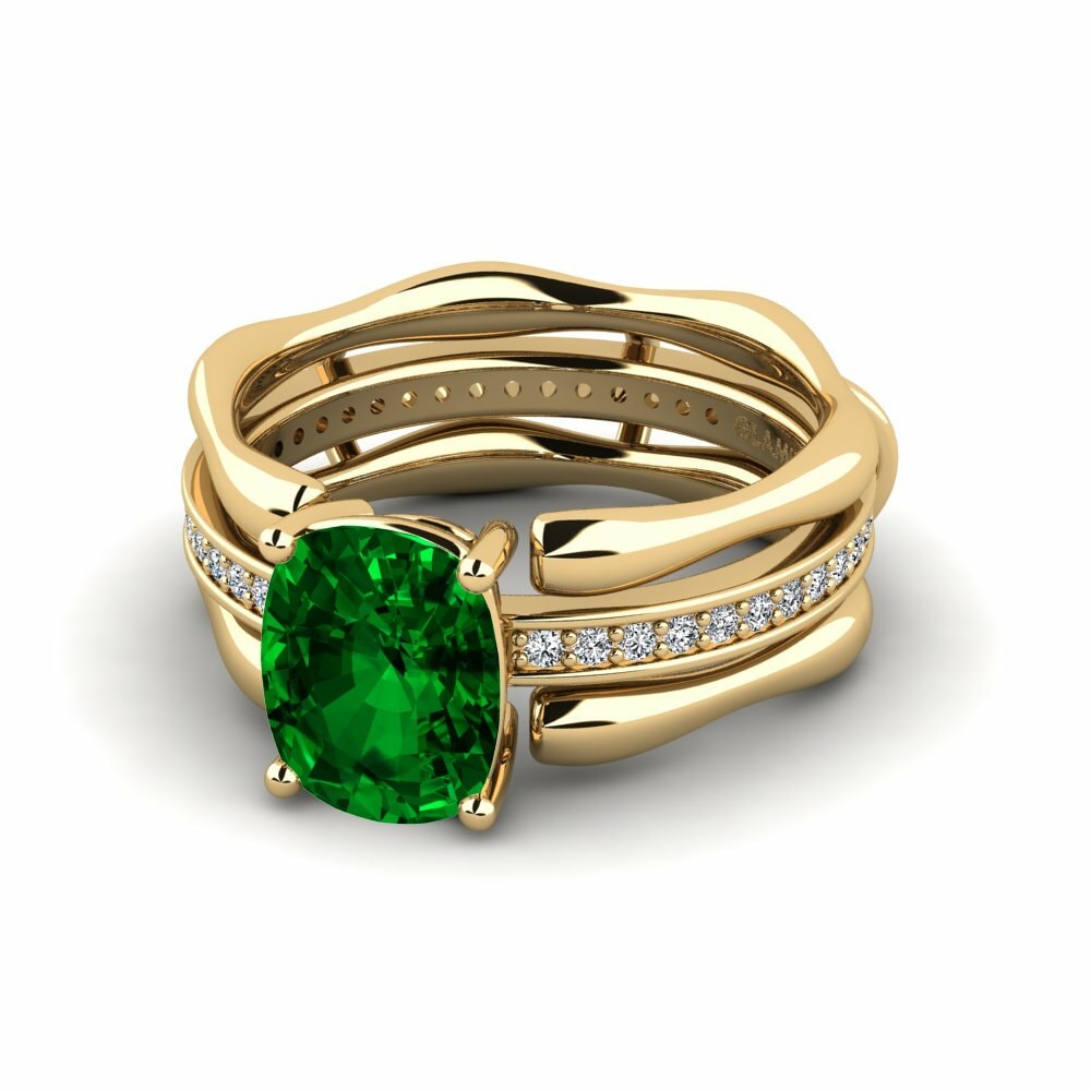 Bagues Or Jaune 18k Zircone Vert Enhancer