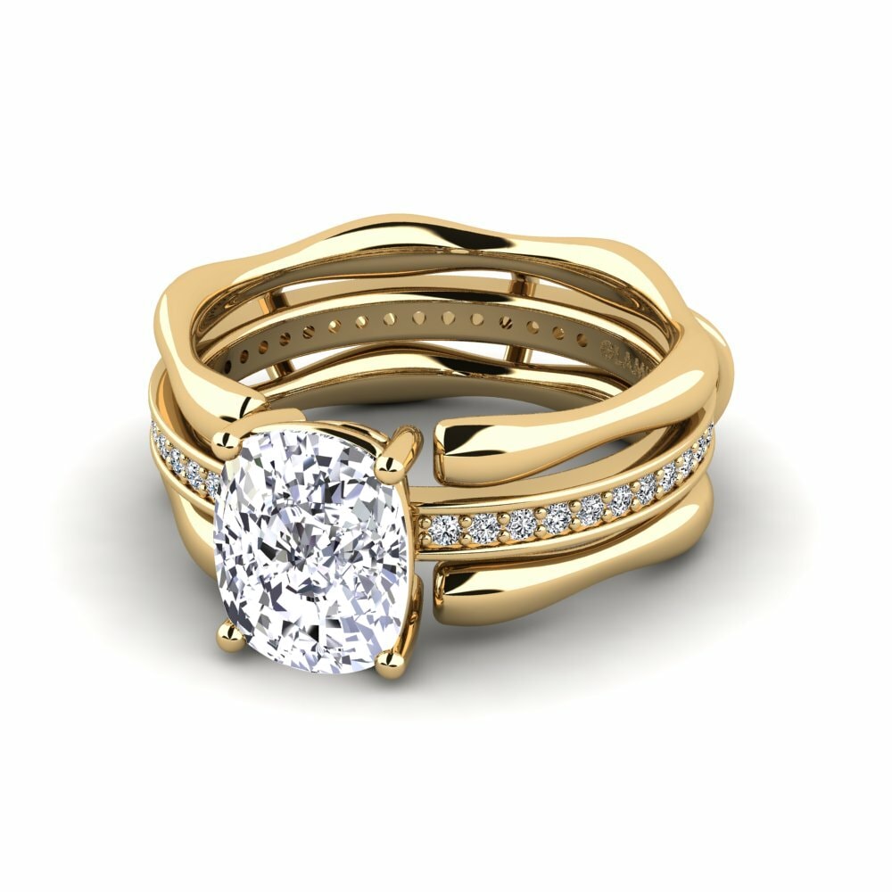 Bagues Or Jaune 18k Diamant De Synthèse Enhancer