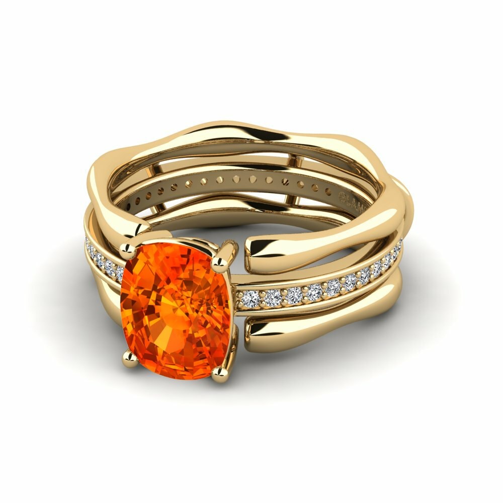 Bagues Or Jaune 18k Saphir orange Enhancer