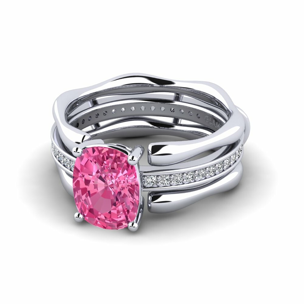 Enhancer Pink Tourmaline 18k White Gold Engagement Rings