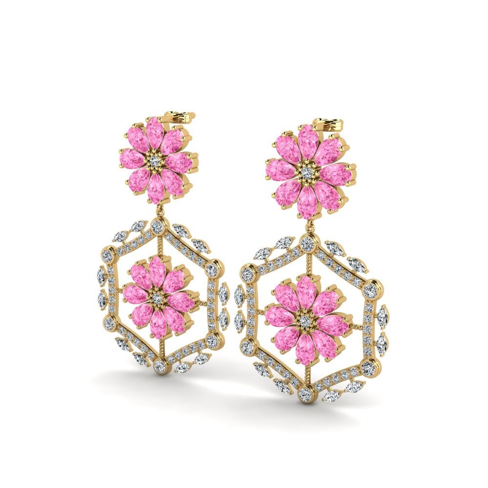 Đá Sapphire Hồng Bông tai nữ Bellya