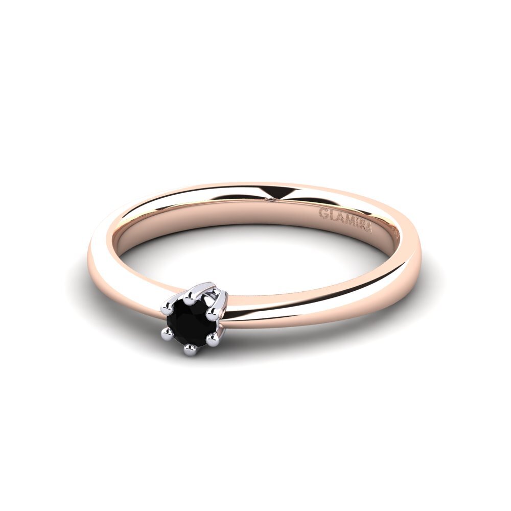 9ct Rose & White Gold Black Diamond Women's Ring Belva 0.1 crt