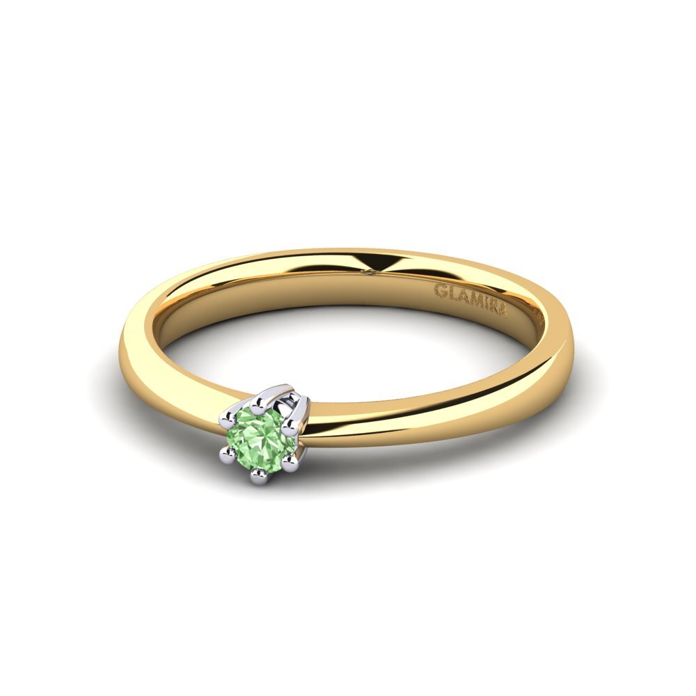 18ct Yellow & White Gold Green Diamond Women's Ring Belva 0.1 crt
