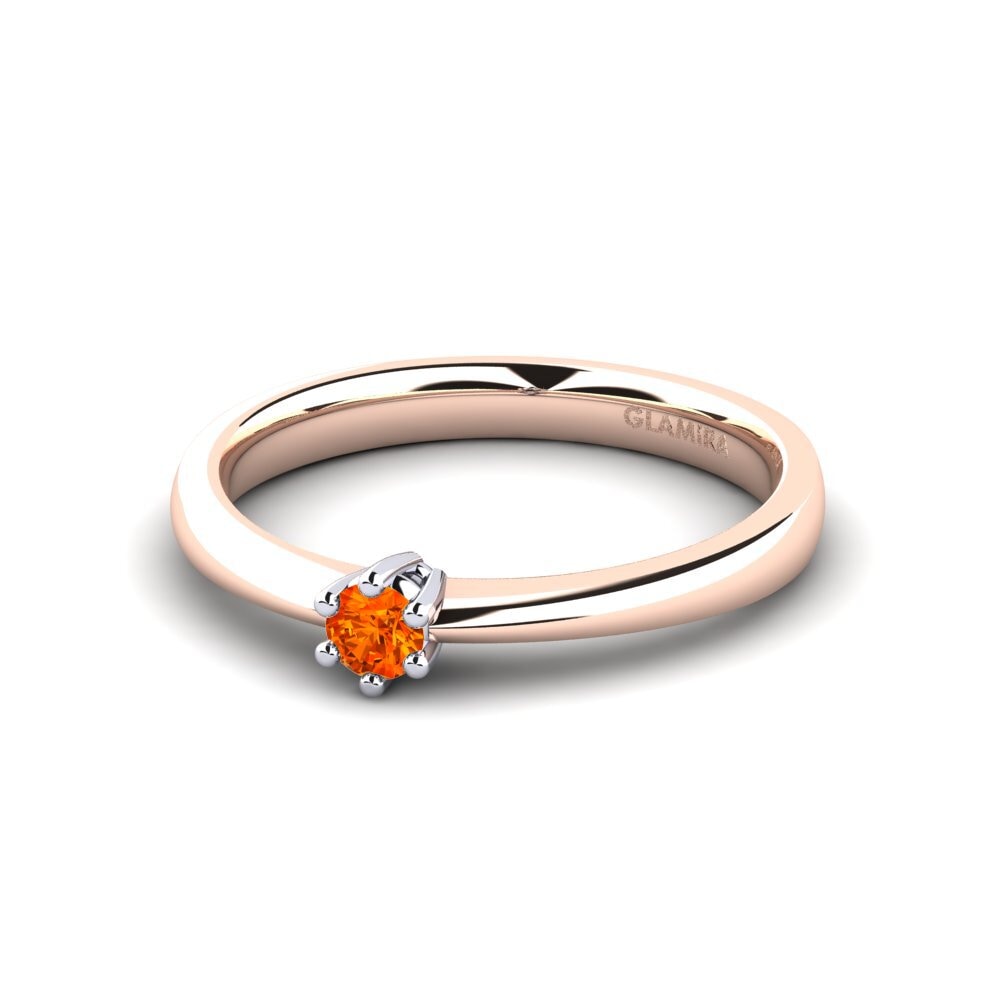 18ct Rose & White Gold Orange Sapphire Women's Ring Belva 0.1 crt