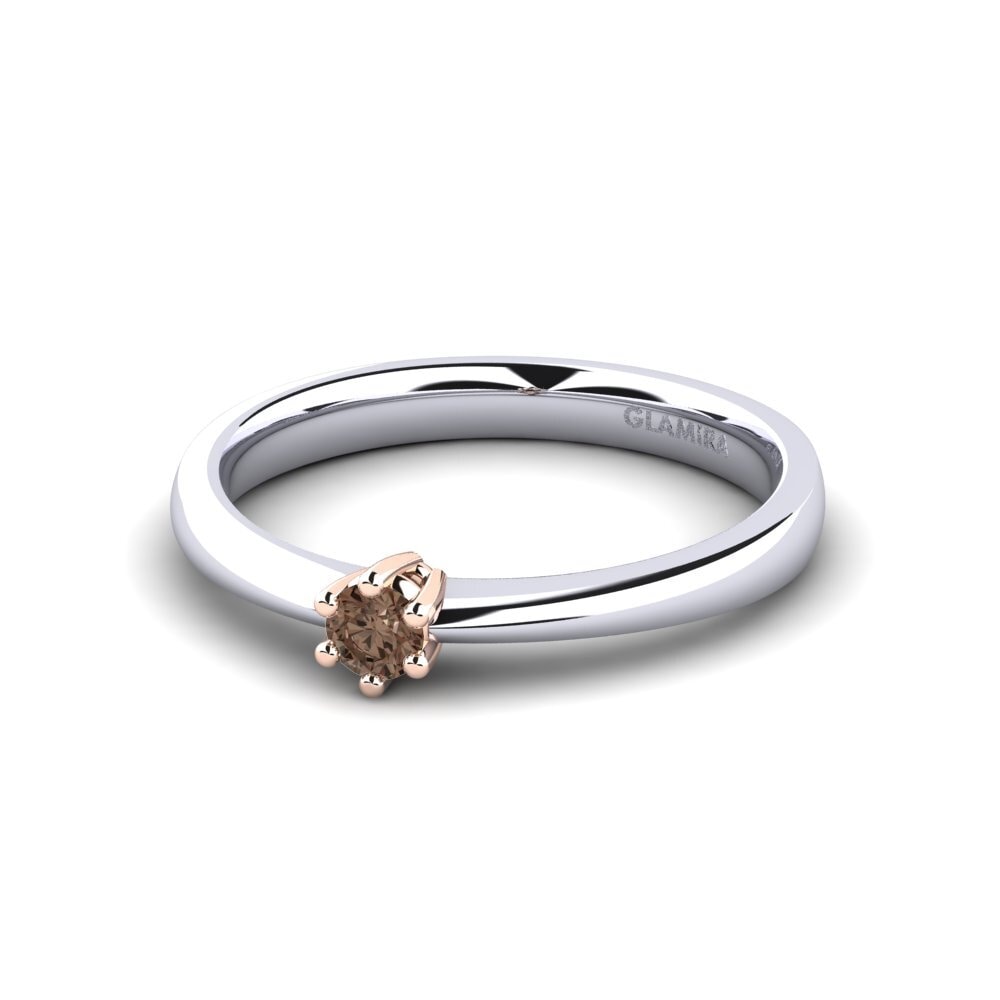 9ct White & Rose Gold Smoky Quartz Women's Ring Belva 0.1 crt