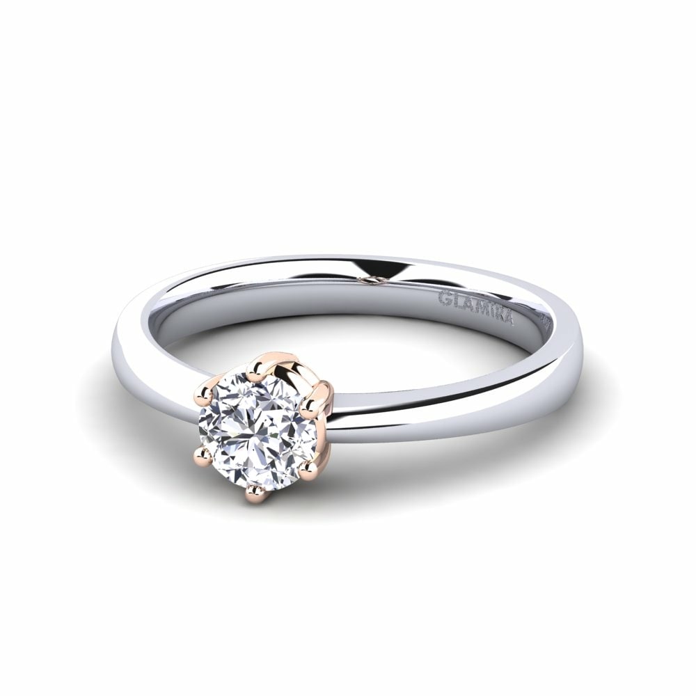 Classic Solitaire 18k White & Rose Gold Engagement Rings