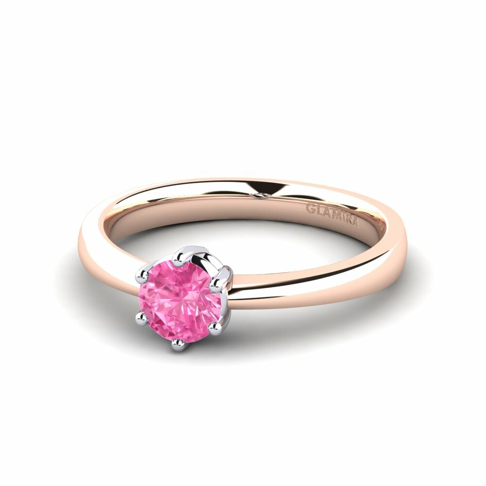 Anillos de compromiso Zafiro Rosado Solitario Clásico
