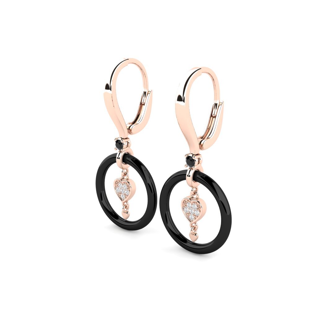 14k Oro Rosa Ónix Negro Pendiente de mujer Belville