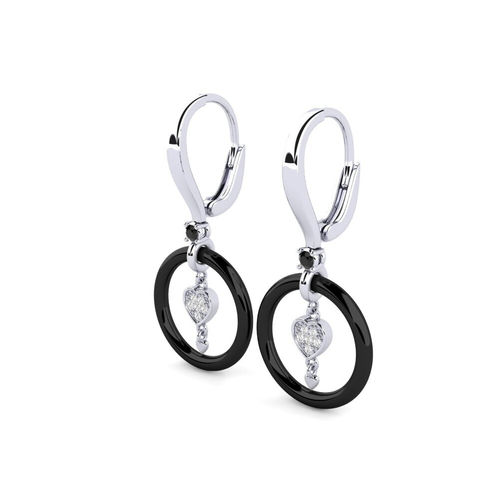 9k Oro Blanco Ónix Negro Pendiente de mujer Belville