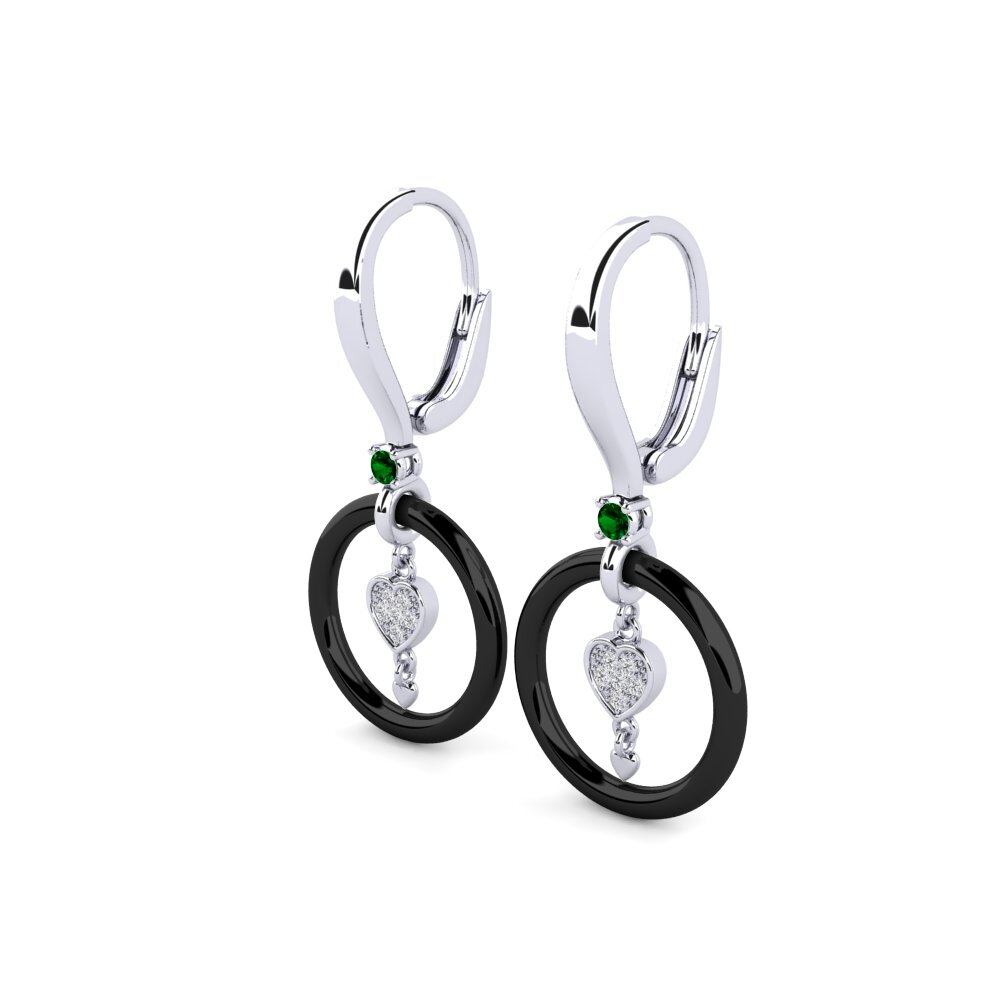 White Silver Green Zirconia Women's Earring Belville