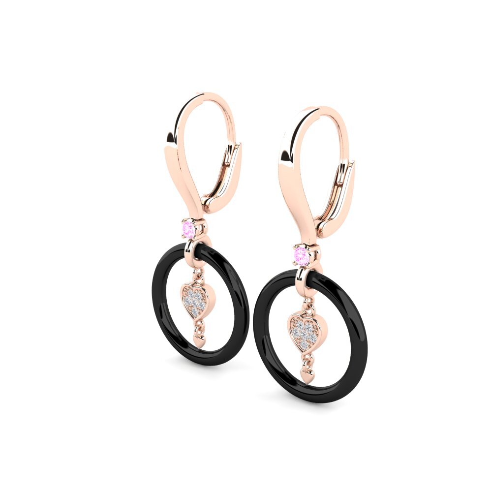 14k Oro Rosa Zafiro Rosado Pendiente de mujer Belville