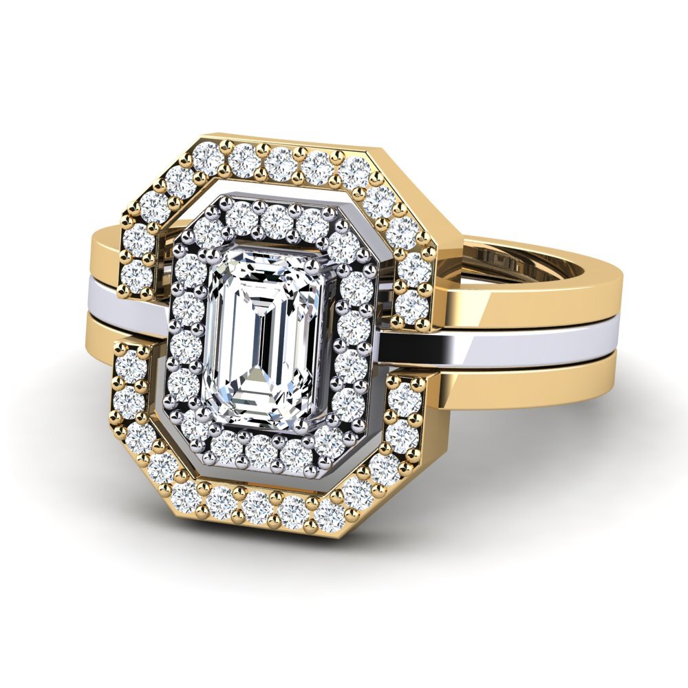 9k Oro Amarillo & Blanco Anillo Belys SET