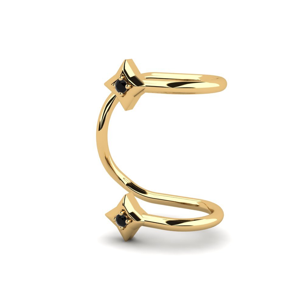 14k Oro Amarillo Diamante Negro Pendiente de mujer Benedic